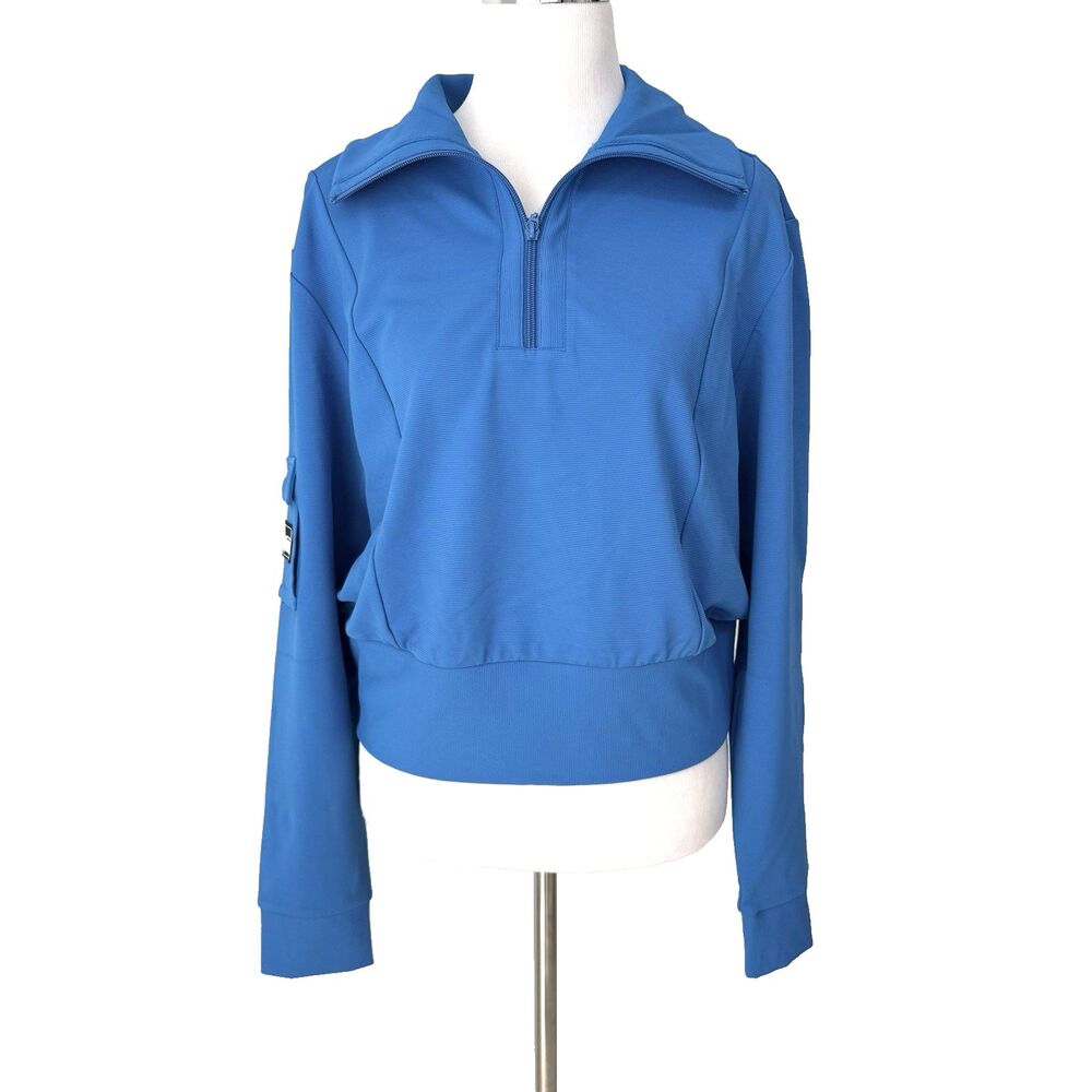 New EleVen by Venus Williams Hot Shot Half Zip Pullover Top Womens Large Blue